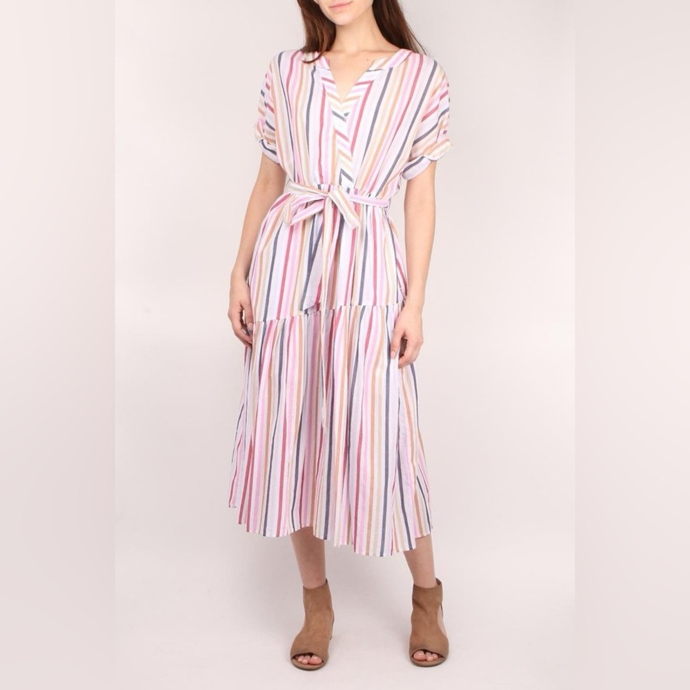 XiRENA Women’s Pastel Striped Midi Dress Sz Medium